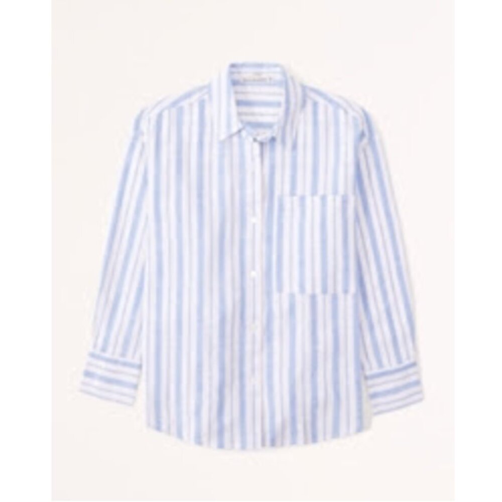 Abercrombie & Fitch Oversized Cotton/Linen-Blend Shirt